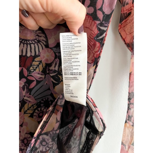 Anthropologie | Gauzy Turtleneck | Burgundy floral | Sz XS - Picture 8 of 9